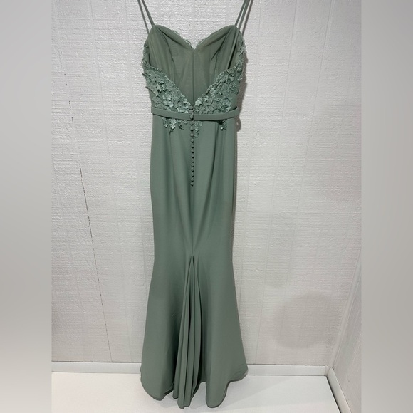Portia & Scarlett floral appliqué bridesmaid/ formal gown sage green size S - Picture 3 of 14